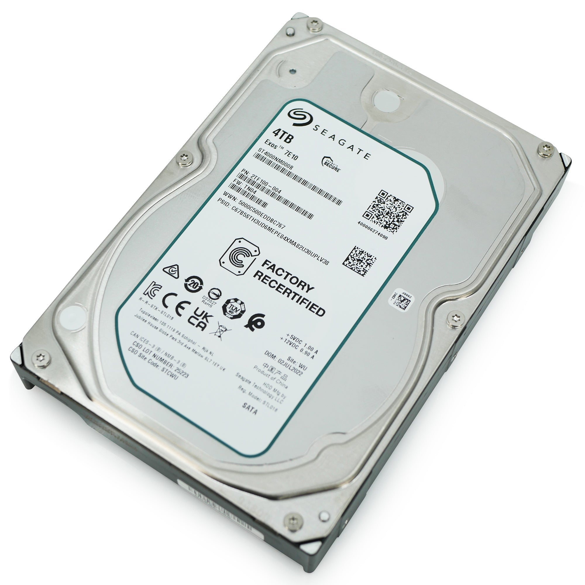 Seagate Exos 7E10 ST4000NM000B 4TB 7.2K RPM SATA 6Gb/s 512n 3.5in Recertified Hard Drive