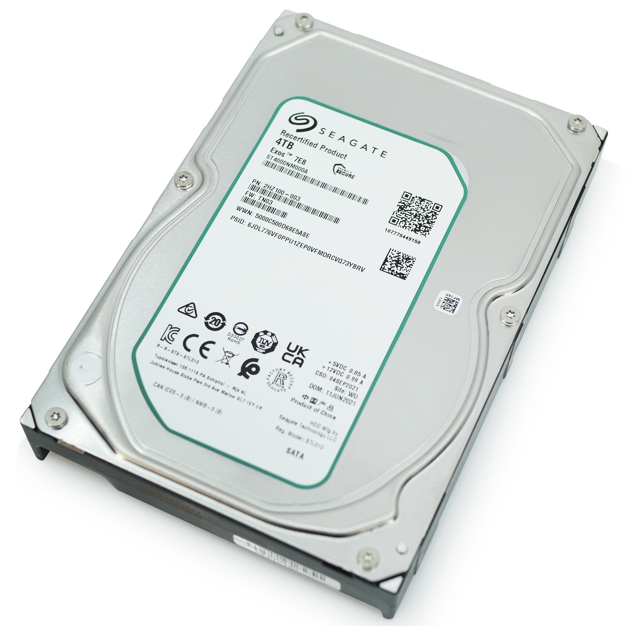 Seagate Exos 7E8 ST4000NM000A 4TB 7.2K RPM SATA 6Gb/s 512n 3.5in Recertified Hard Drive