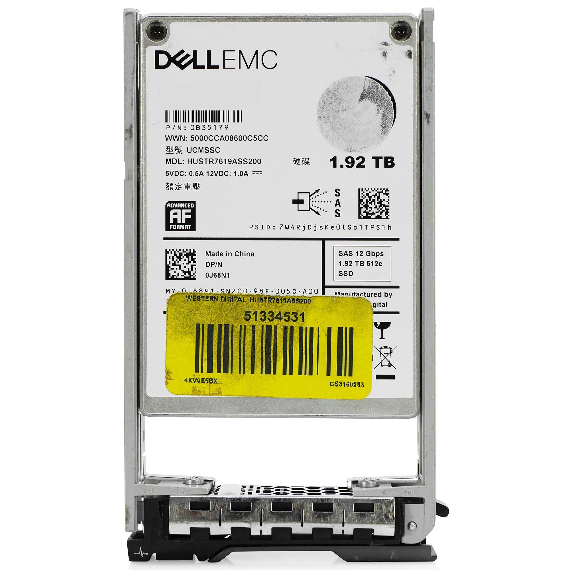 Dell G13 0J68N1 1.92TB 1 DWPD SAS 12Gb/s MLC 2.5in Refurbished SSD