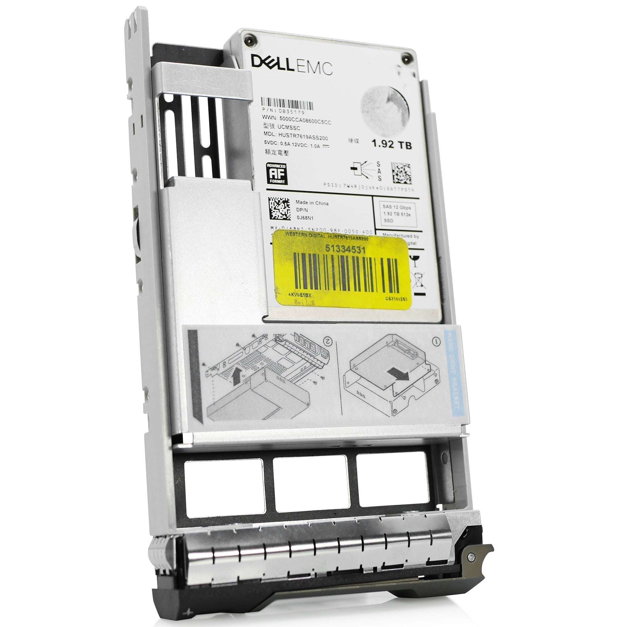 Dell G13 0J68N1 1.92TB 1 DWPD SAS 12Gb/s MLC Hybrid 3.5in Refurbished SSD