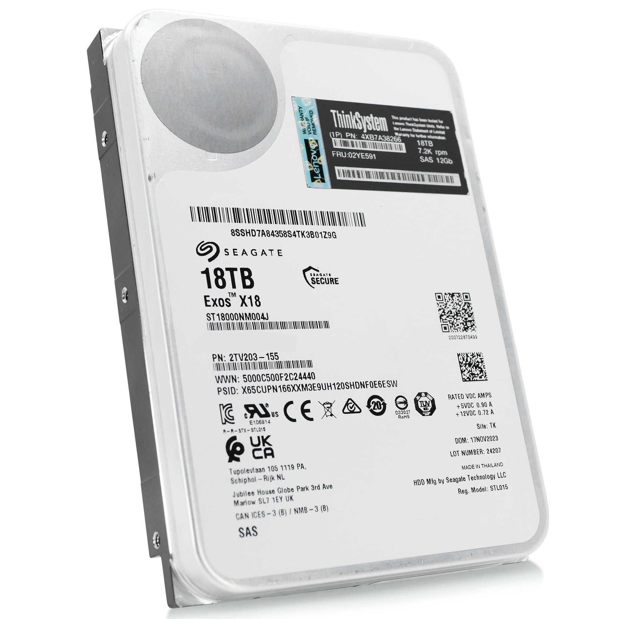 Seagate/Lenovo Exos X18 ST18000NM004J SHD7A84358 18TB 7.2K RPM SAS 12Gb/s 512e CMR 3.5in Hard Drive