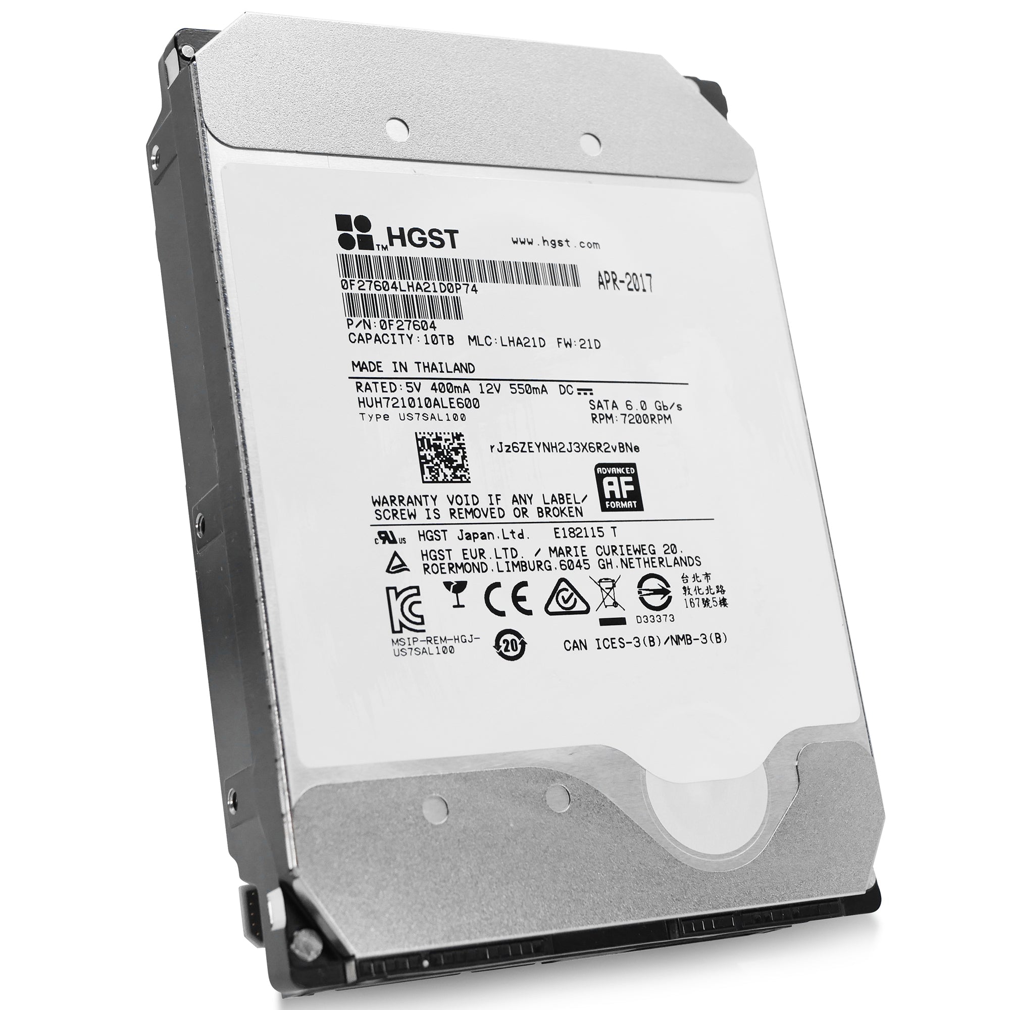 Western Digital Ultrastar DC HC510 HUH721010ALE600 0F27604 10TB 7.2K RPM SATA 6Gb/s 512e 256MB 3.5" ISE Refurbished HDD