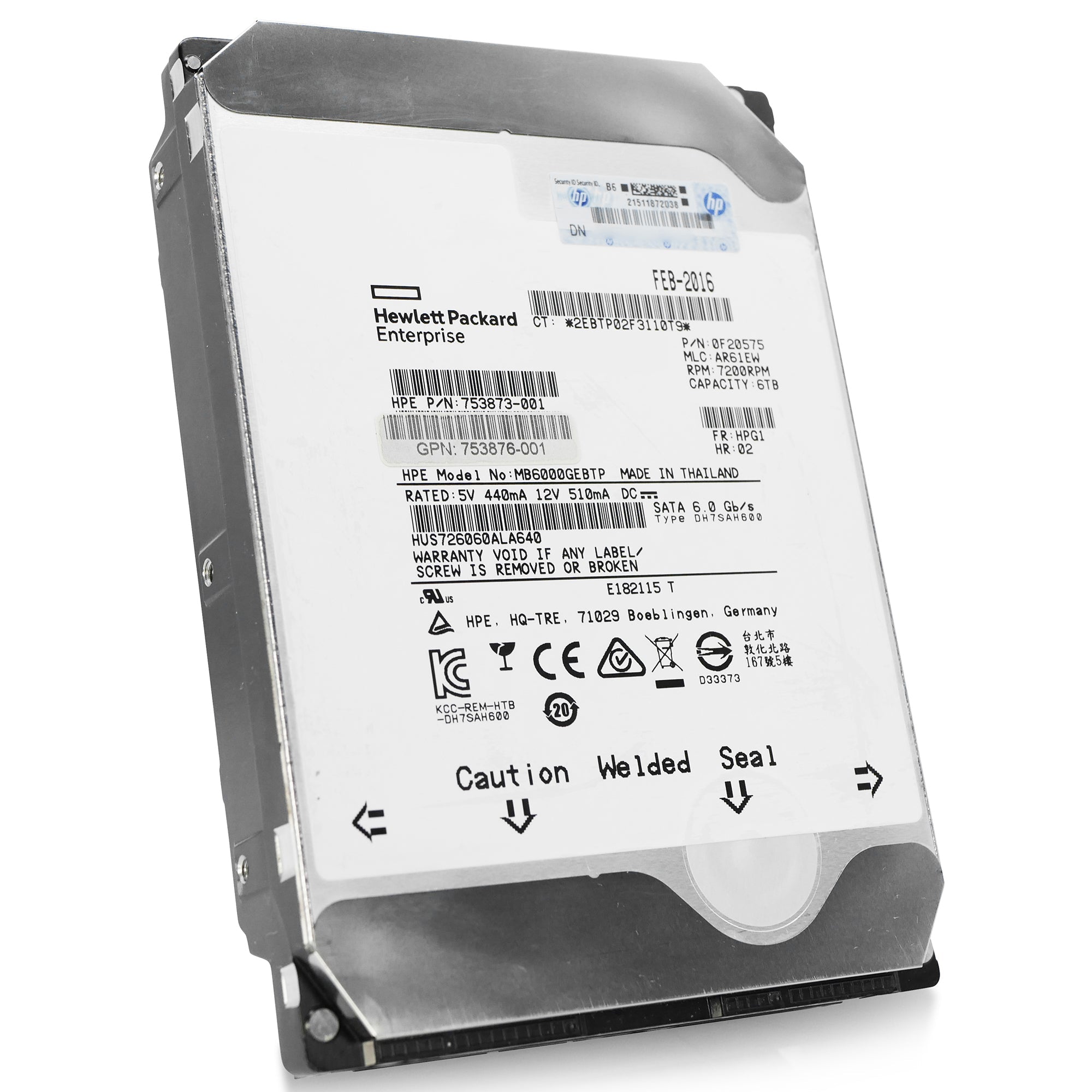 HP/HGST Ultrastar He6 HUS726060ALA640 0F20575 6TB 7.2K RPM SATA 6Gb/s 512n 3.5in Refurbished HDD