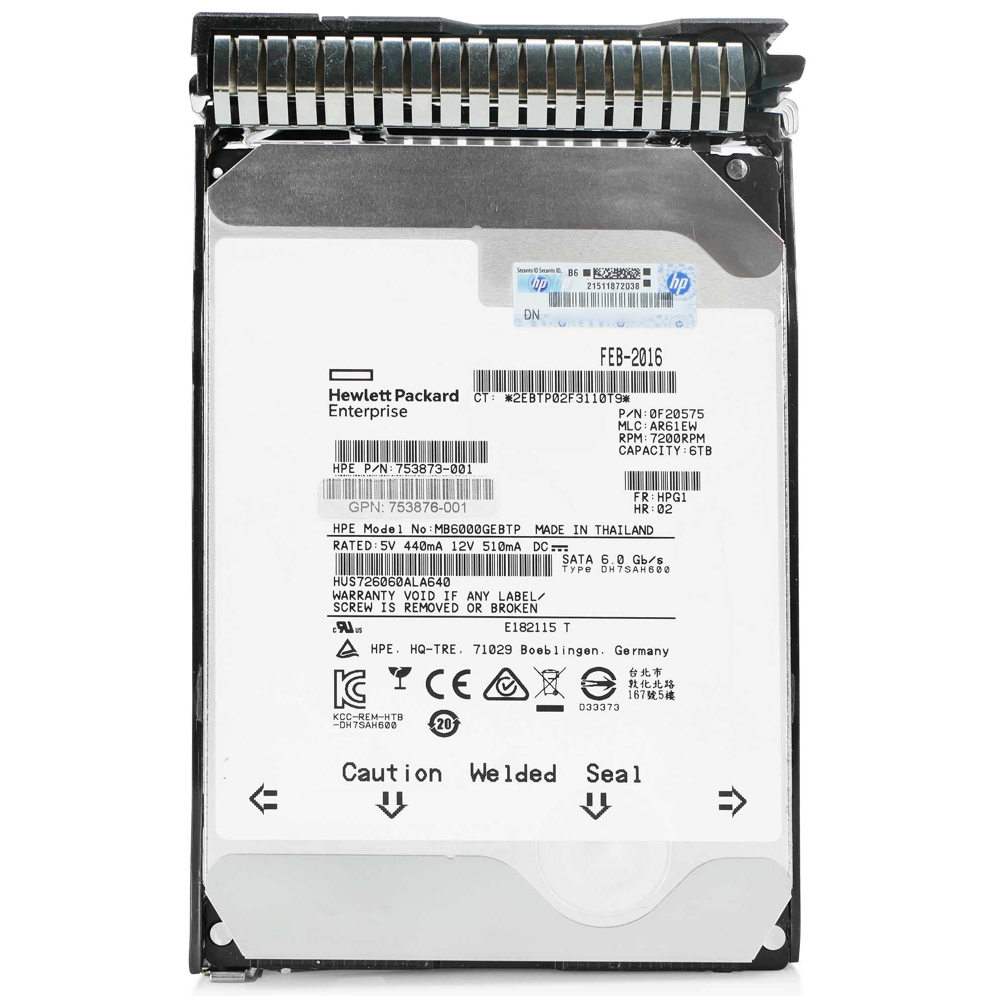 HP Generation 8 MB6000GEBTP 753873-001 6TB 7.2K RPM SATA 6Gb/s 512n 3.5in Refurbished HDD