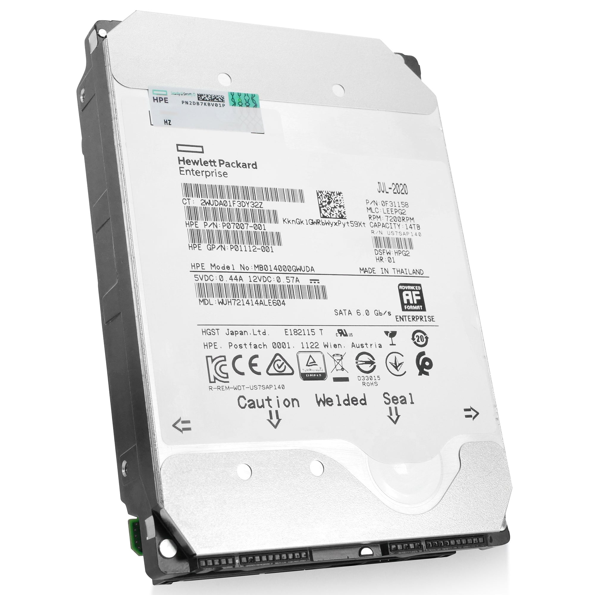 HP/Western Digital Ultrastar DC HC530 WUH721414ALE604 0F31158 14TB 7.2K RPM SATA 6Gb/s 512e 3.5in Hard Drive