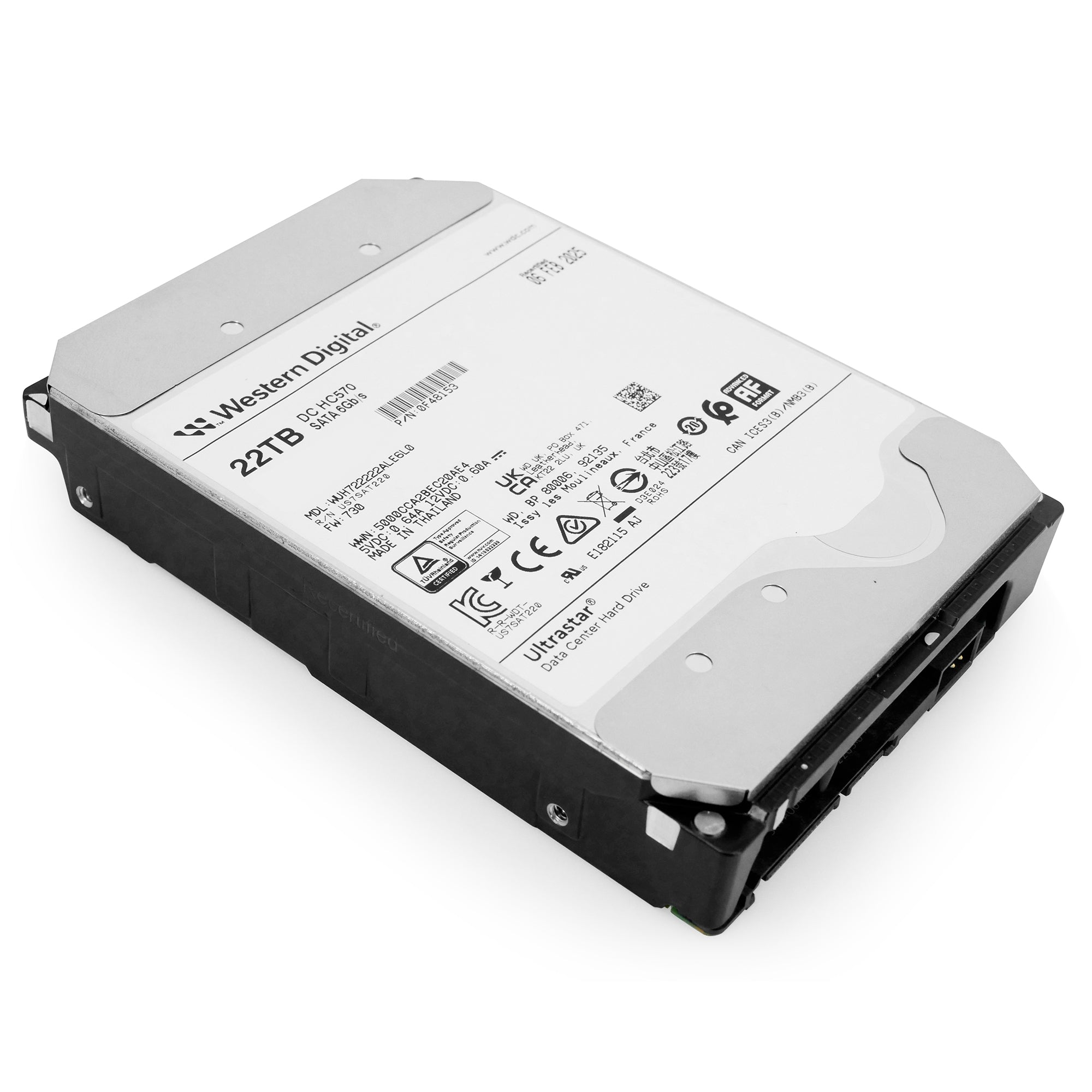 Western Digital Ultrastar DC HC HC570 WUH722222ALE6L0 0F48153 22TB 7.2K RPM SATA 6Gb/s 512e 3.5in Hard Drive