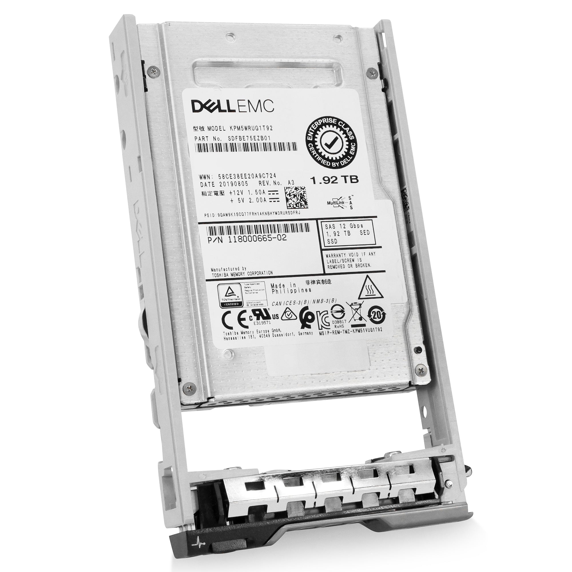 Dell G13 118000665-02 1.92TB 1 DWPD SAS 12Gb/s 3D TLC 2.5in Recertified Solid State Drive