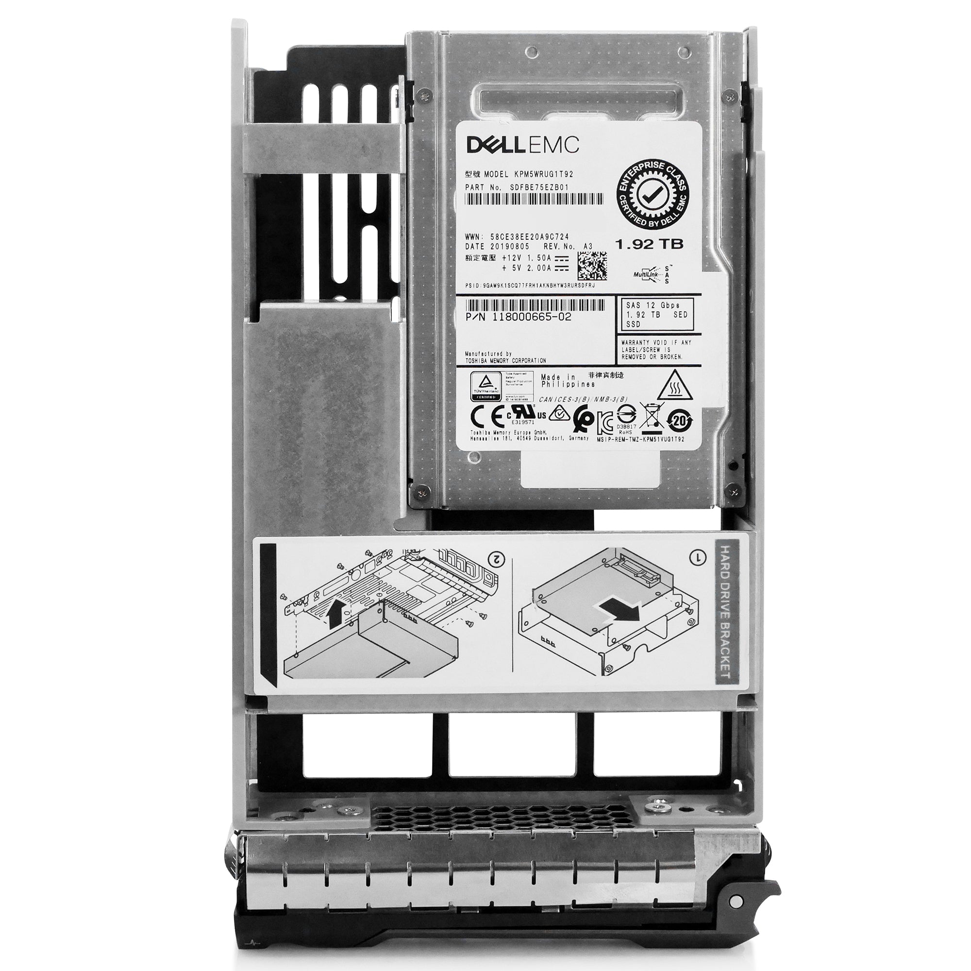 Dell G13 118000665-02 1.92TB 1 DWPD SAS 12Gb/s 3D TLC Hybrid 3.5in Refurbished SSD