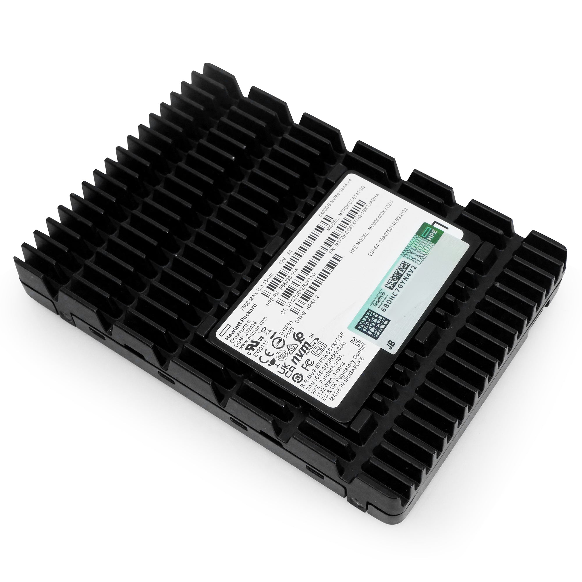 HP/Micron 7500 MAX MTFDKCC6T4TGQ 6.4TB PCIe Gen 4.0 x4 8GB/s 3D TLC U.3 NVMe 2.5in Solid State Drive