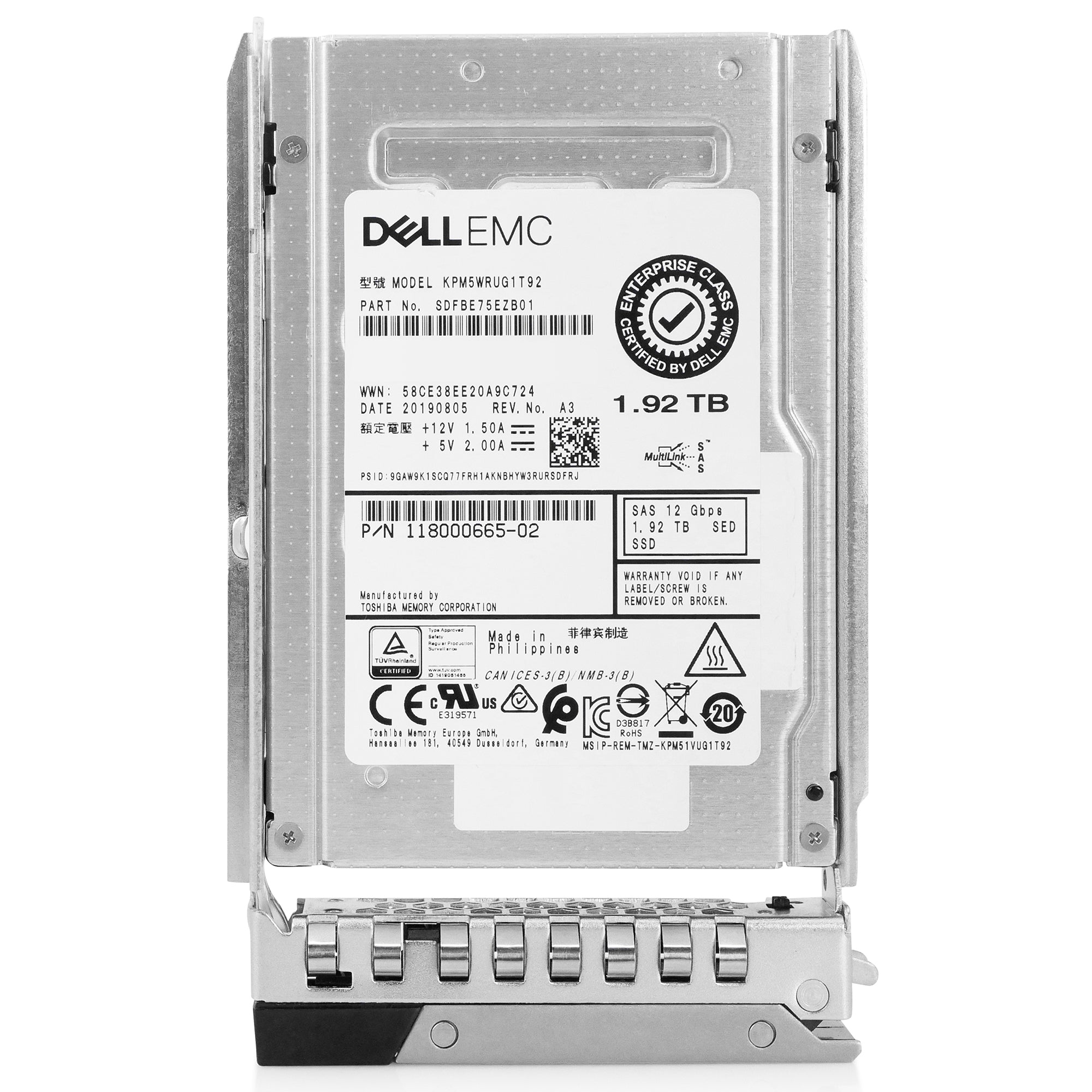 Dell G14 118000665-02 1.92TB 1 DWPD SAS 12Gb/s 3D TLC 2.5in Refurbished SSD