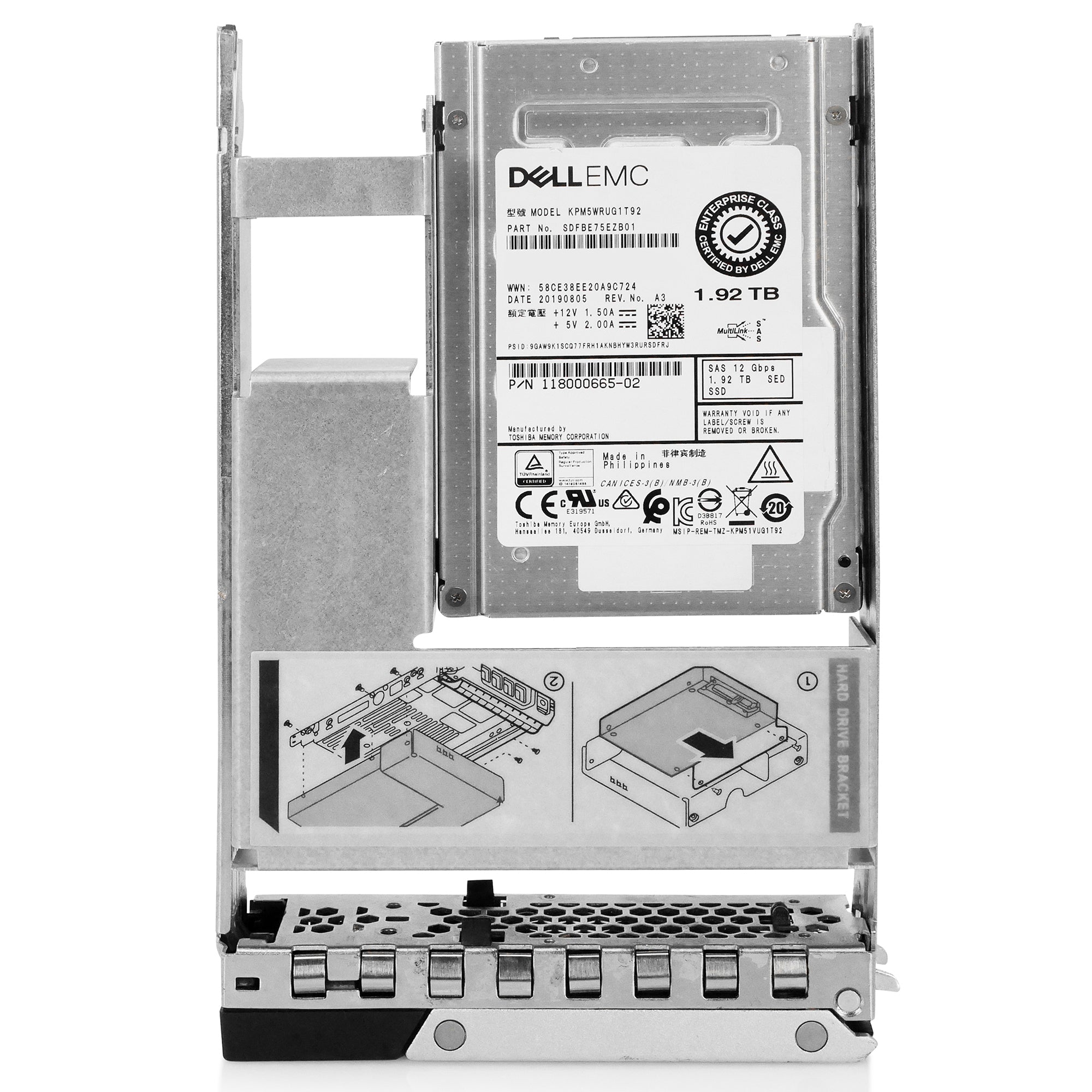 Dell G14 118000665-02 1.92TB 1 DWPD SAS 12Gb/s 3D TLC Hybrid 3.5in Refurbished SSD