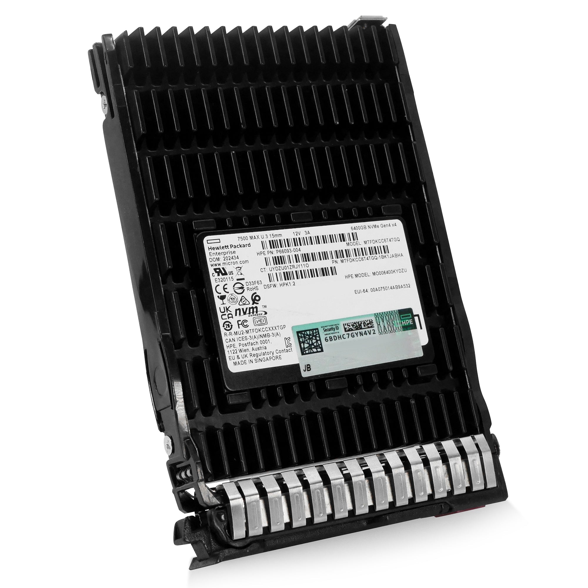 HP Generation 8 P66093-004 6.4TB 3 DWPD PCIe Gen 4.0 x4 8GB/s 3D TLC U.3 NVMe 2.5in Refurbished SSD