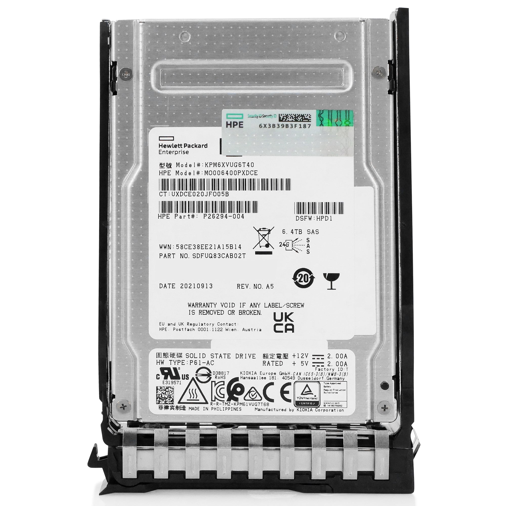 HP Generation 11 MO006400PXDCE P26294-004 6.4TB 3 DWPD SAS-4 24Gb/s 3D TLC 2.5in Solid State Drive