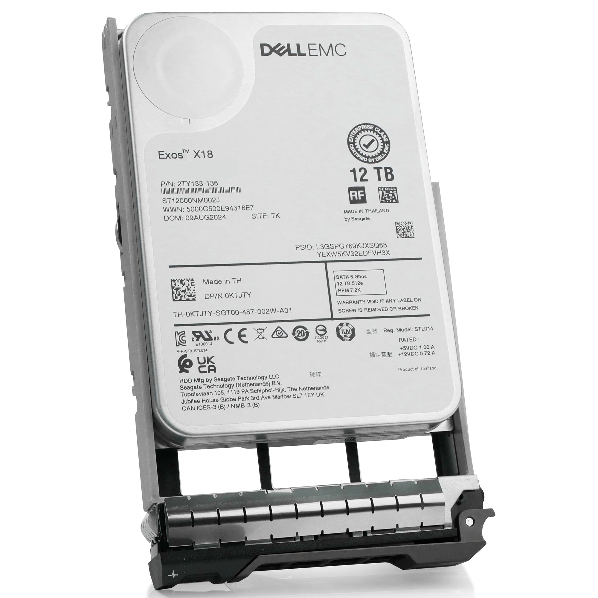 Dell G13 0KTJTY 12TB 7.2K RPM SATA 6Gb/s 512e 3.5in Hard Drive