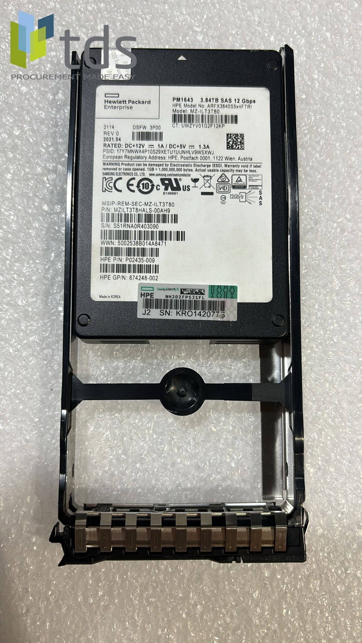 HPE P13372-001 3.84TB SSD - Label | Alo Tech Solutions