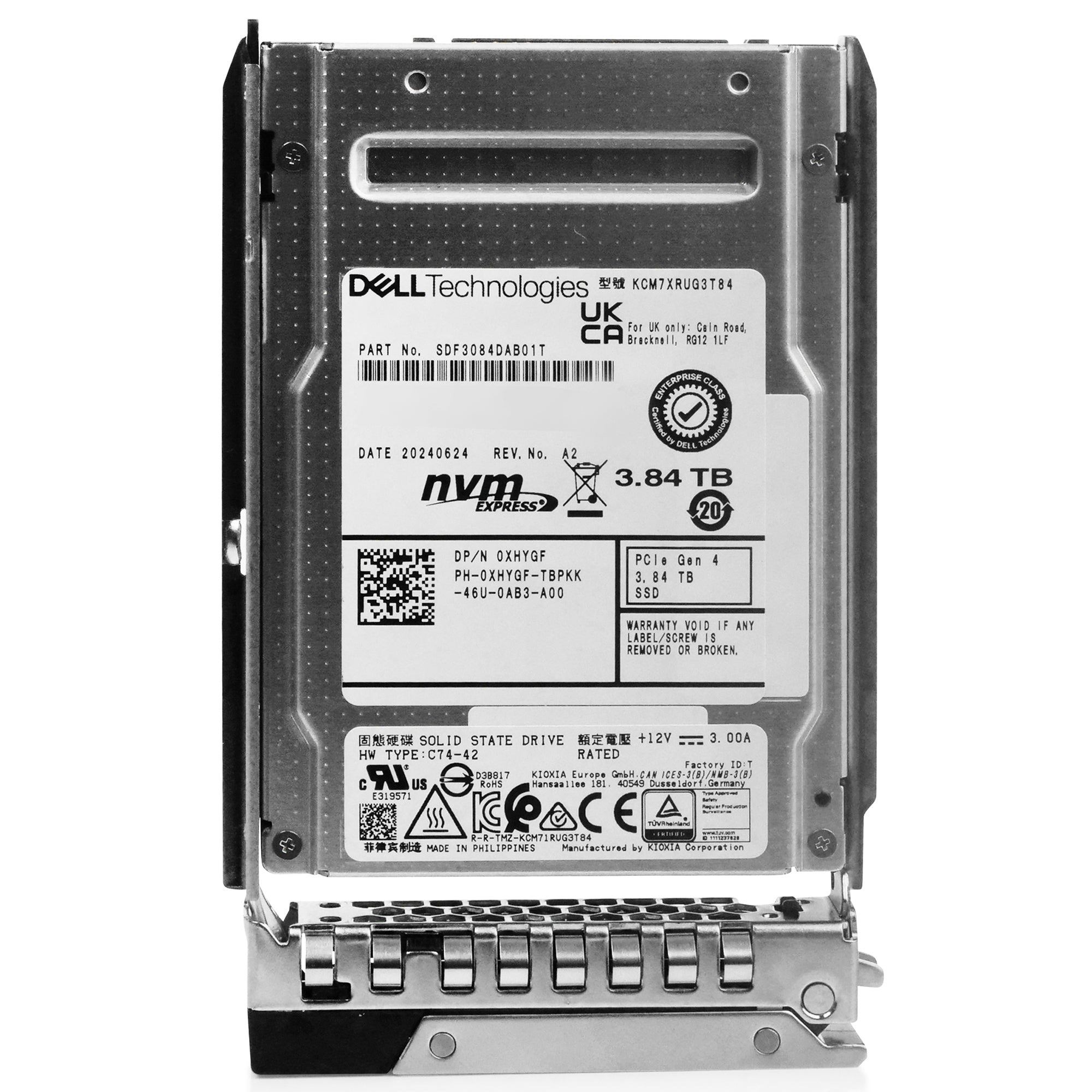 Dell G14 0PHGPH 3.84TB 1 DWPD PCIe Gen 4.0 x4 8GB/s Read-Intensive 3D TLC U.2 NVMe 2.5in Solid State Drive