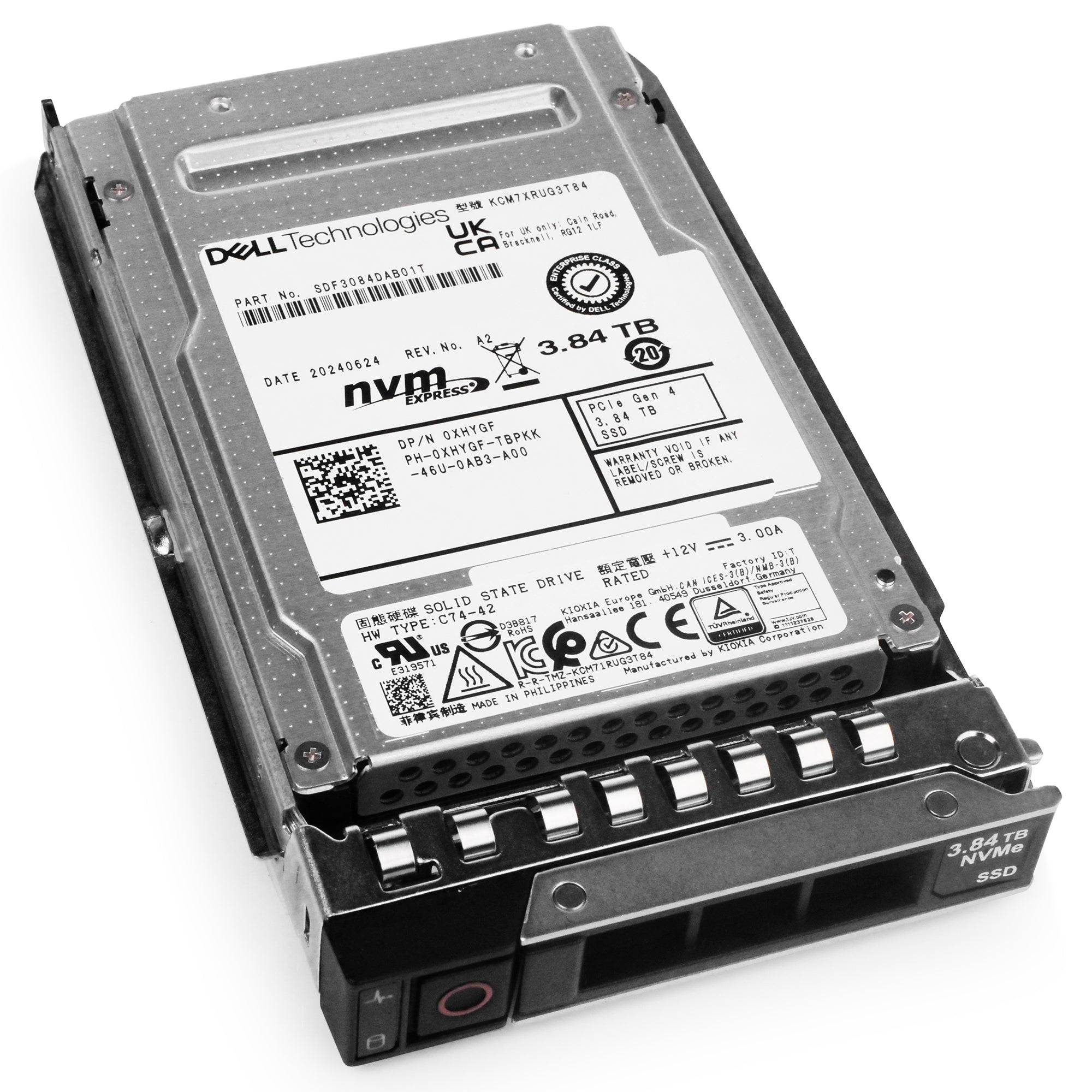 Dell G14 400-BMTP 3.84TB 1 DWPD PCIe Gen 4.0 x4 8GB/s Read-Intensive 3D TLC U.2 NVMe 2.5in Solid State Drive