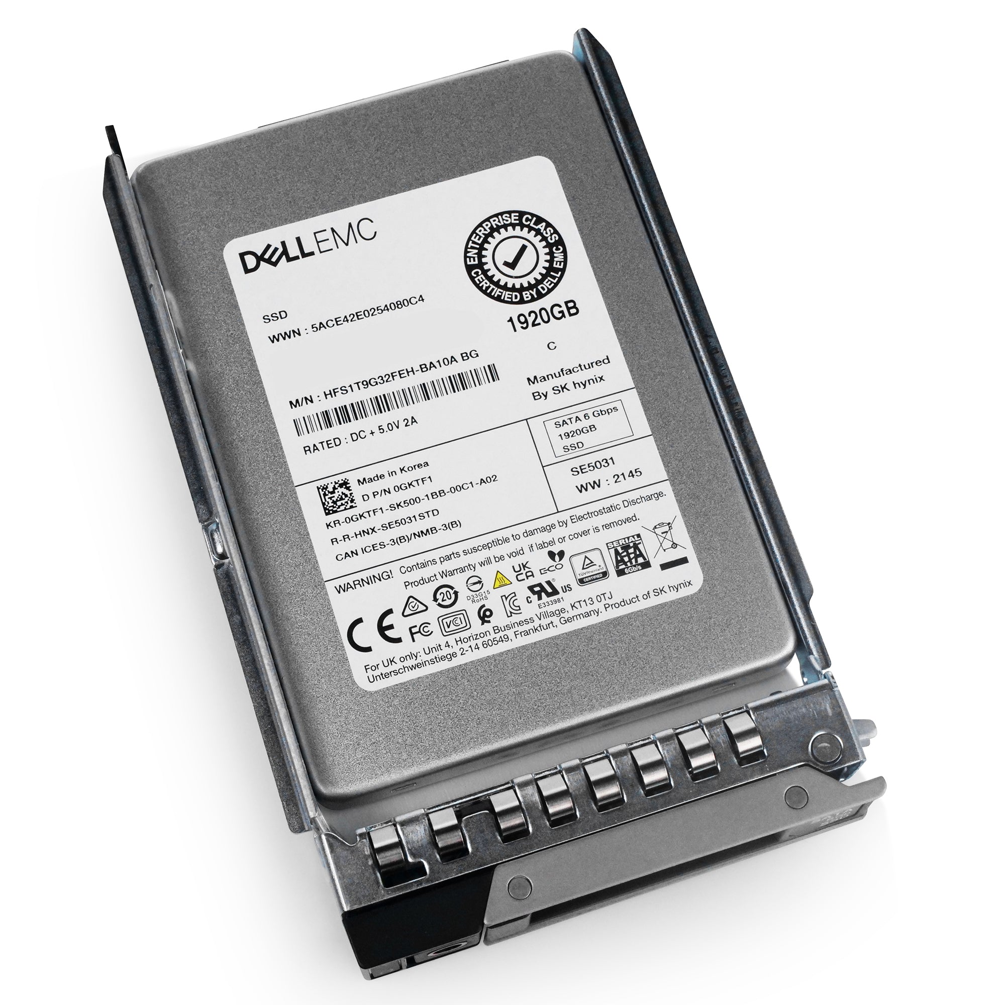 Dell G14 8KW1F 1.92TB 3 DWPD SATA 6Gb/s Mixed-Use 3D TLC 2.5in Refurbished SSD