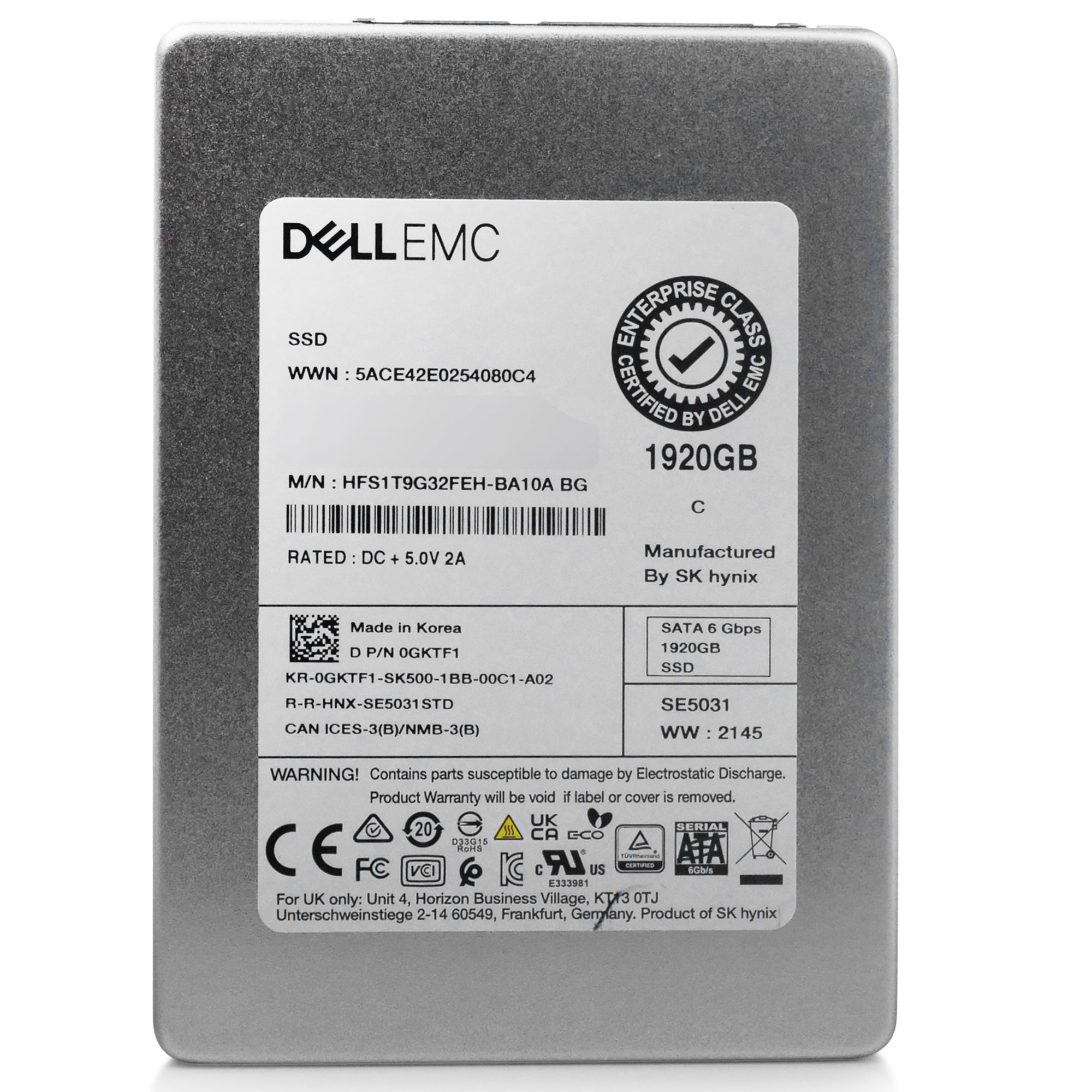 Dell/SK Hynix HFS1T9G32FEH 1.92TB 3 DWPD SATA 6Gb/s 2.5in Refurbished SSD