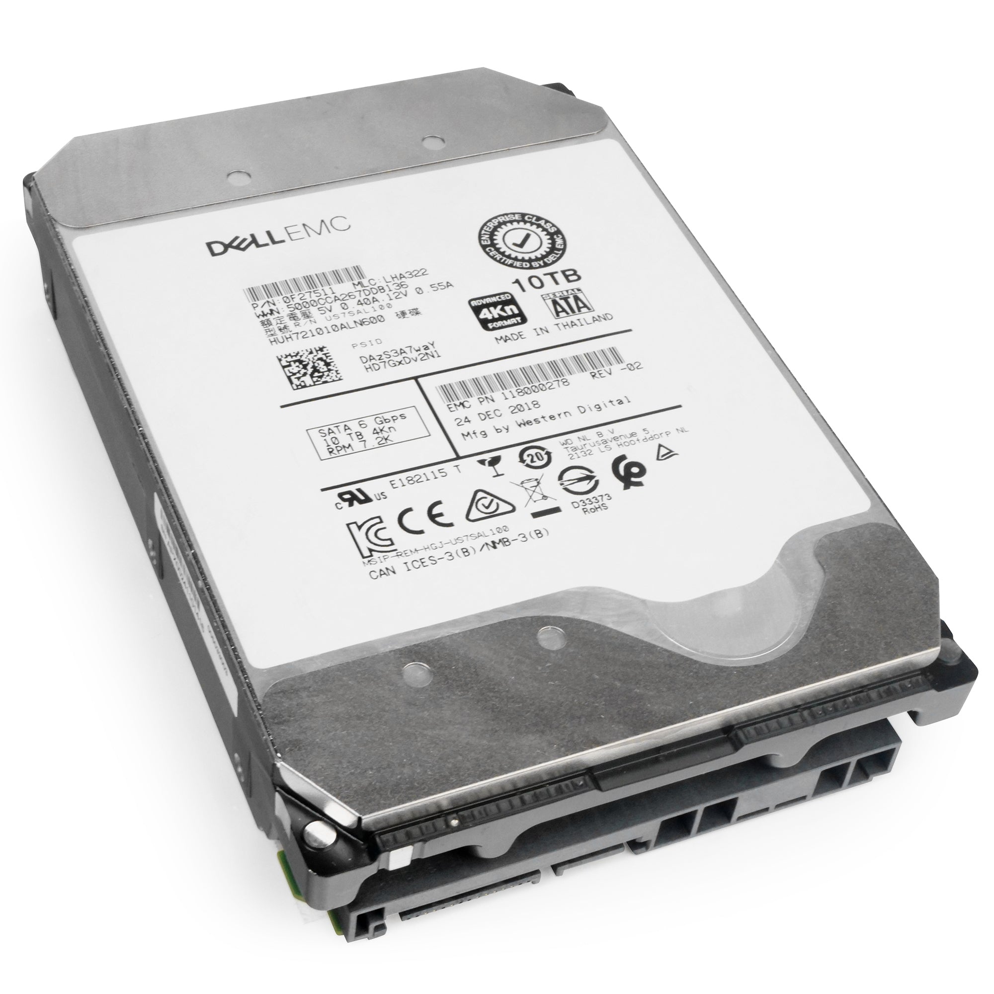 Dell/Western Digital Ultrastar DC HC510 HUH721010ALN600 0F27511 10TB 7.2K RPM SATA 6Gb/s 4Kn 3.5in Refurbished HDD