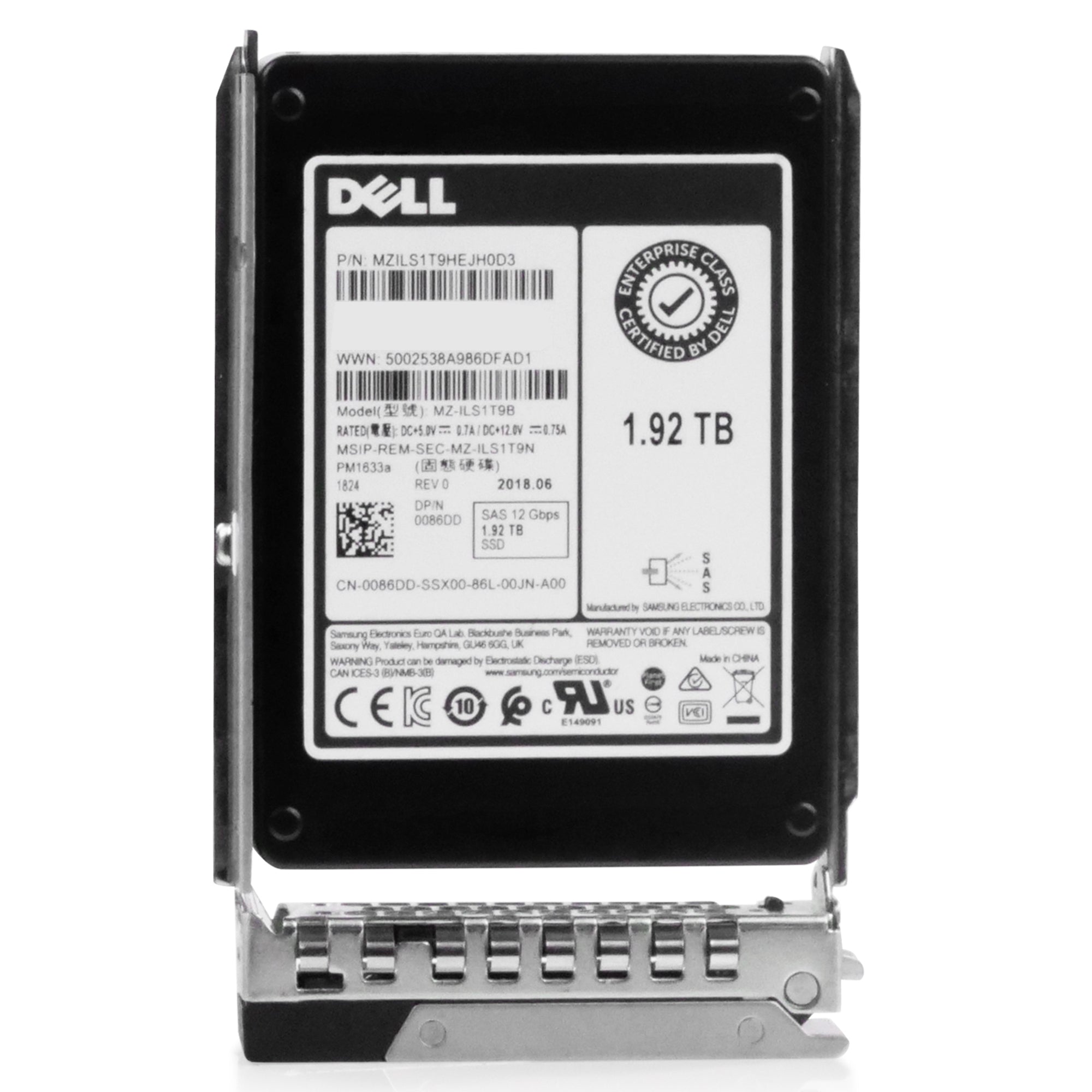 Dell G14 PCKY6 1.92TB 1 DWPD SAS 12Gb/s 3D TLC V-NAND 2.5in Refurbished SSD