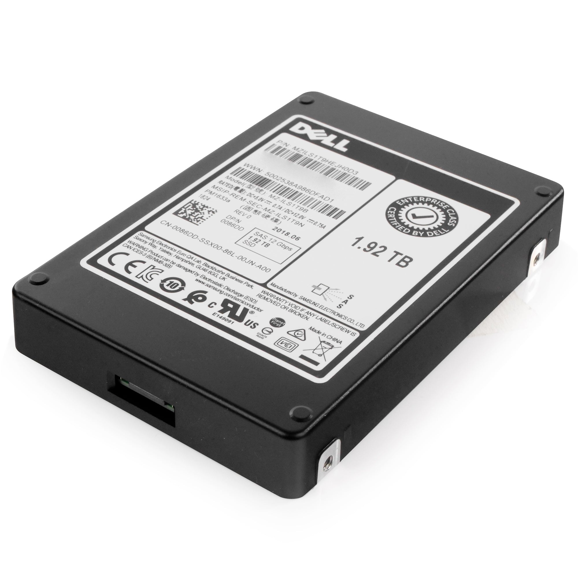 Dell/Samsung PM1633a MZILS1T9HEJH0D3 1.92TB 1 DWPD SAS 12Gb/s 3D TLC V-NAND 2.5in Refurbished SSD