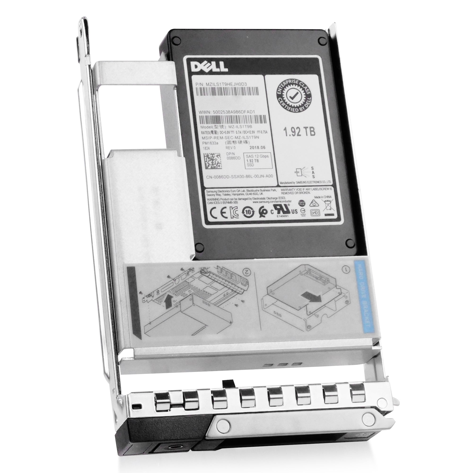 HP G14 0086DD 1.92TB 1 DWPD SAS 12Gb/s 3D TLC V-NAND Hybrid 3.5in Refurbished SSD