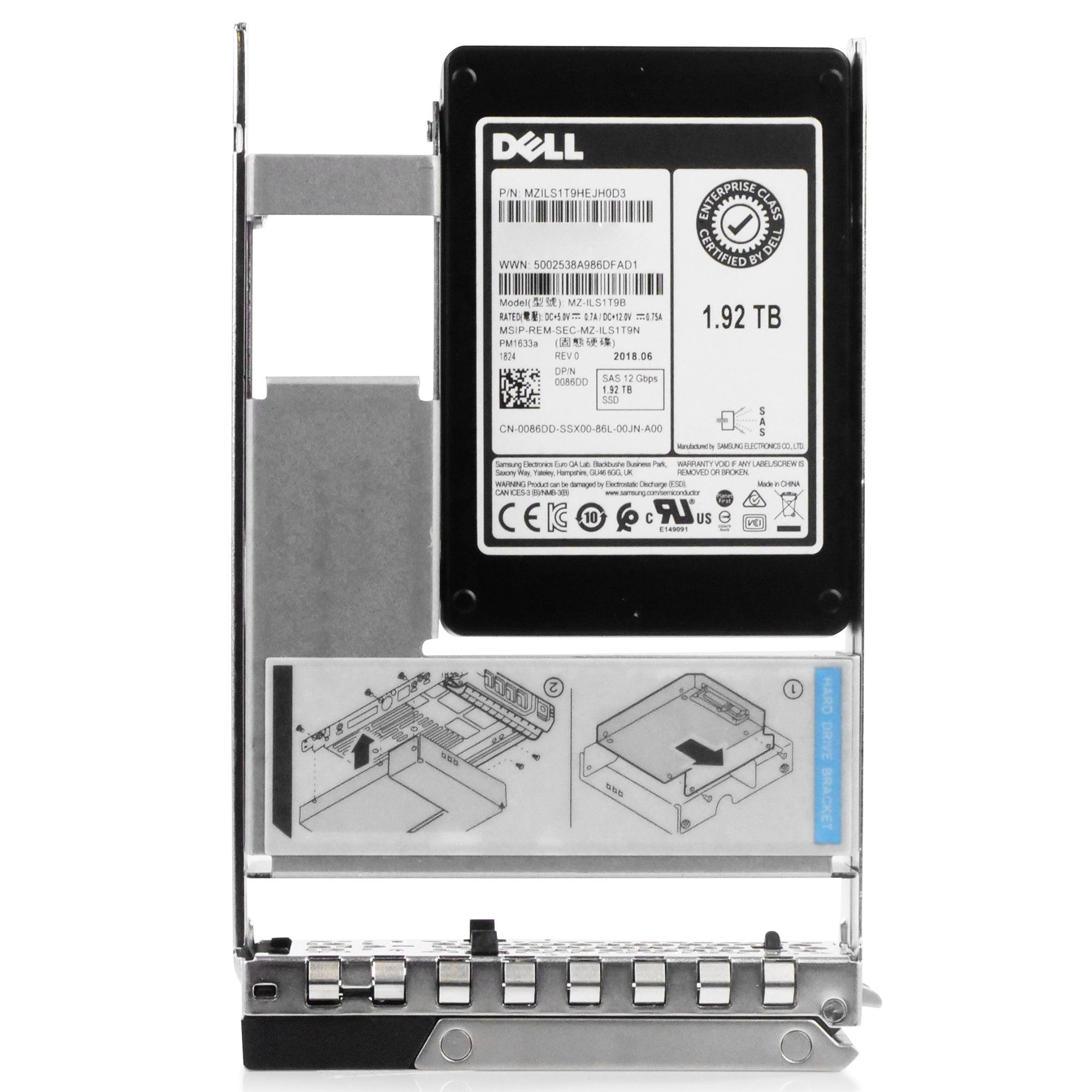 HP G14 0086DD 1.92TB 1 DWPD SAS 12Gb/s 3D TLC V-NAND Hybrid 3.5in Refurbished SSD