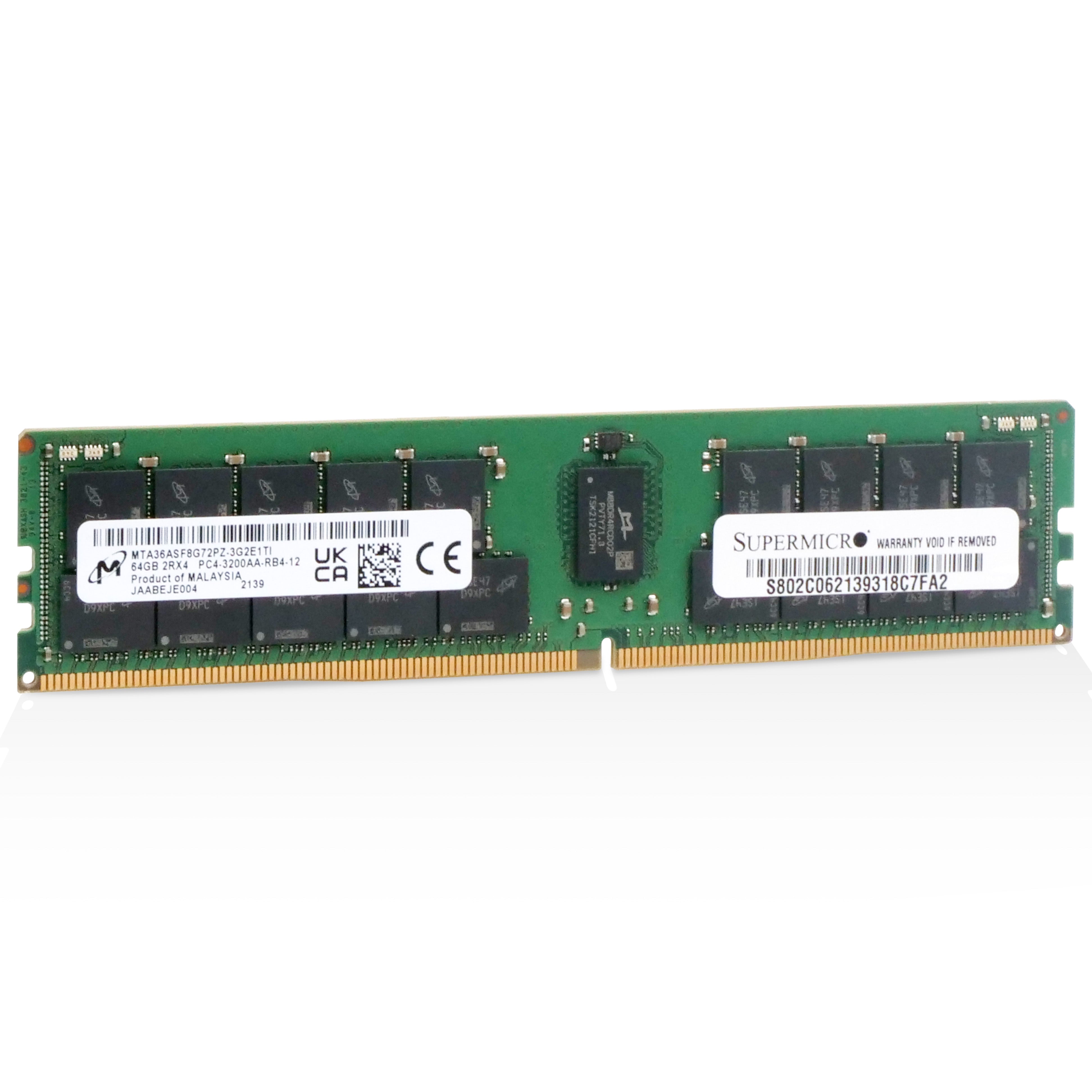 Micron/SUPERMICRO MTA36ASF8G72PZ-3G2 64GB DDR4 3200MHz RDIMM ECC Server RAM (PC4-3200AA) Seller Refurbished