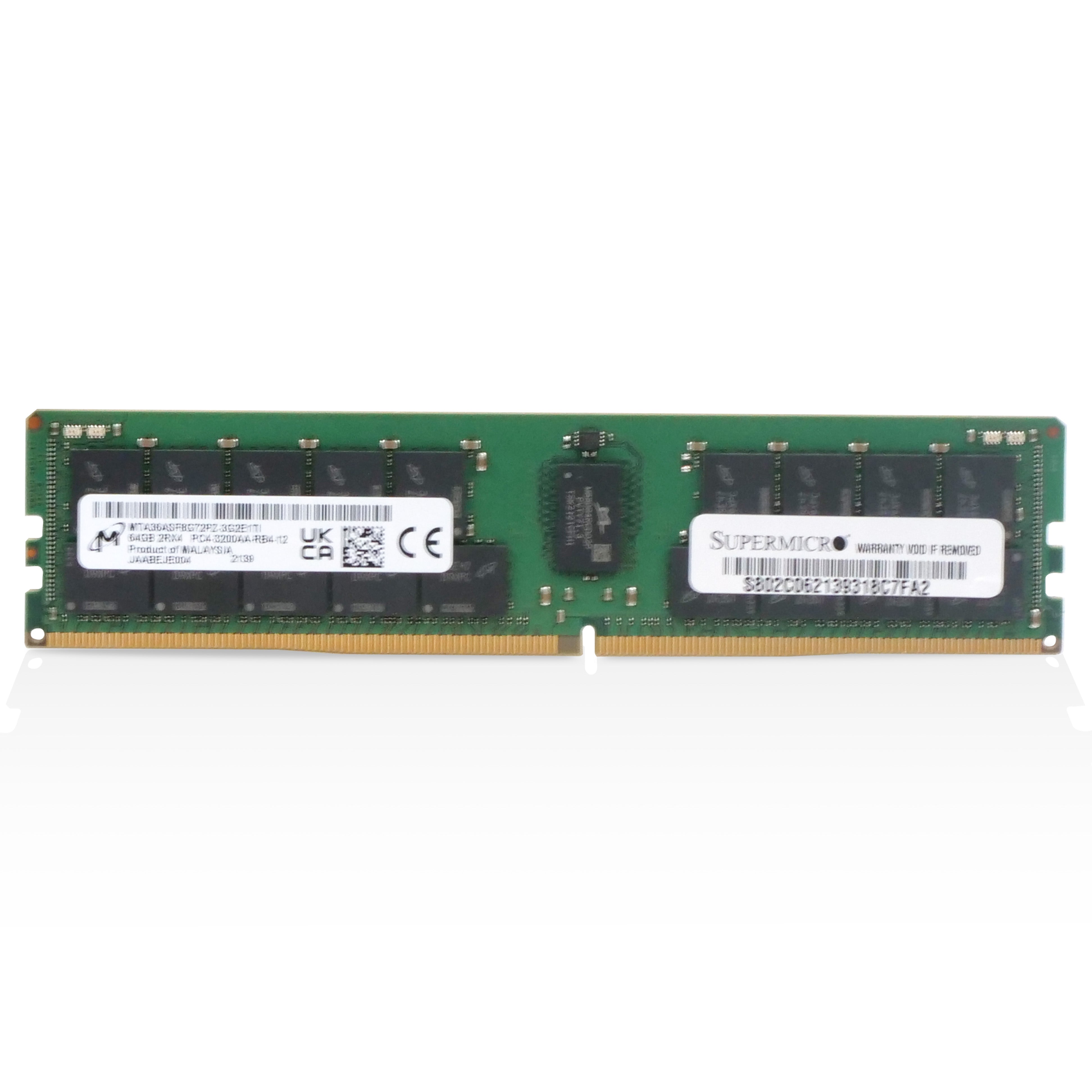 Micron/SUPERMICRO MTA36ASF8G72PZ-3G2 64GB DDR4 3200MHz RDIMM ECC Server RAM (PC4-3200AA) Seller Refurbished
