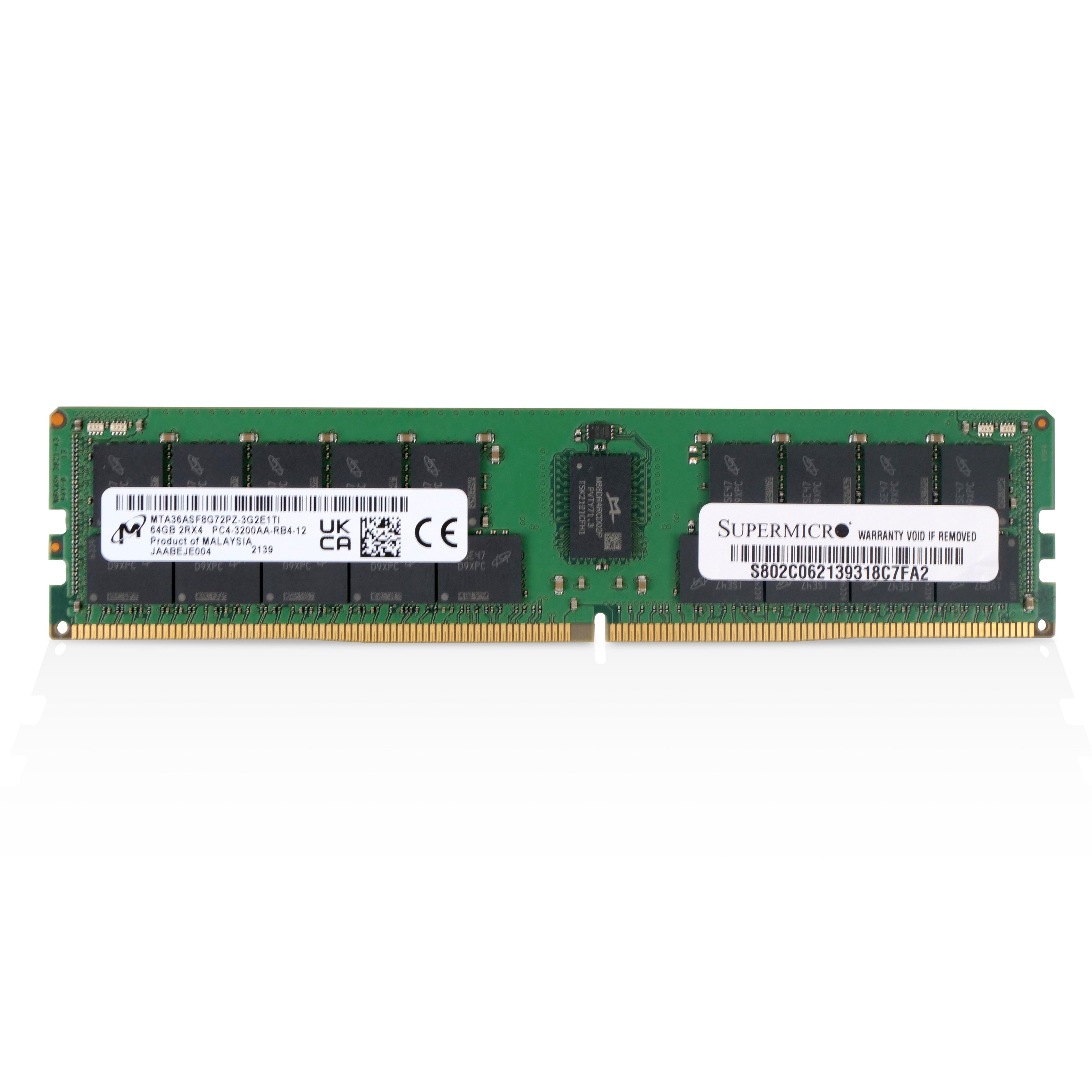 Micron/SUPERMICRO MTA36ASF8G72PZ-3G2 64GB DDR4 3200MHz RDIMM ECC Server RAM (PC4-3200AA) Seller Refurbished