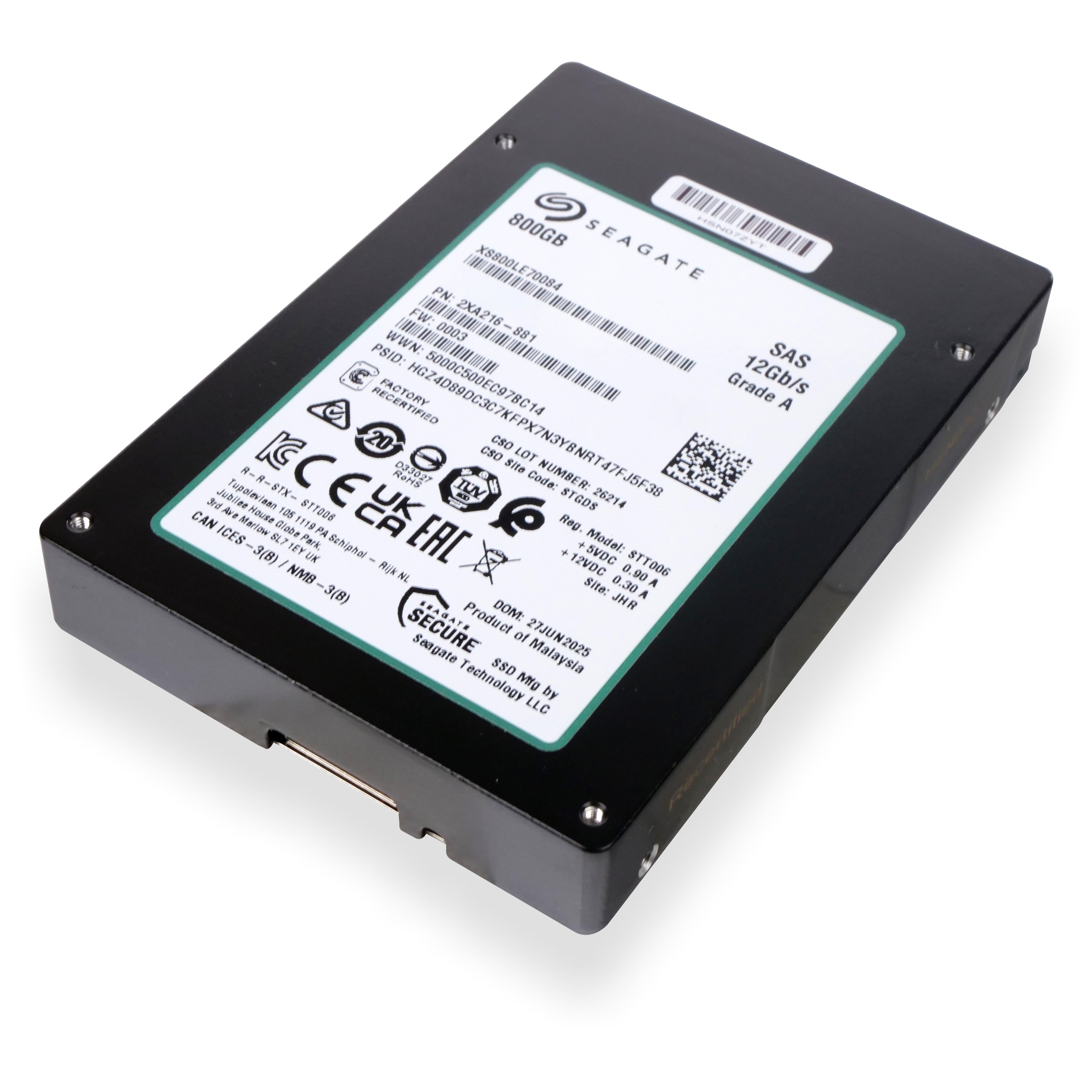 Seagate Nytro 3532 XS800LE70084 800GB 3 DWPD SAS 12Gb/s 3D eTLC 2.5in Recertified SSD
