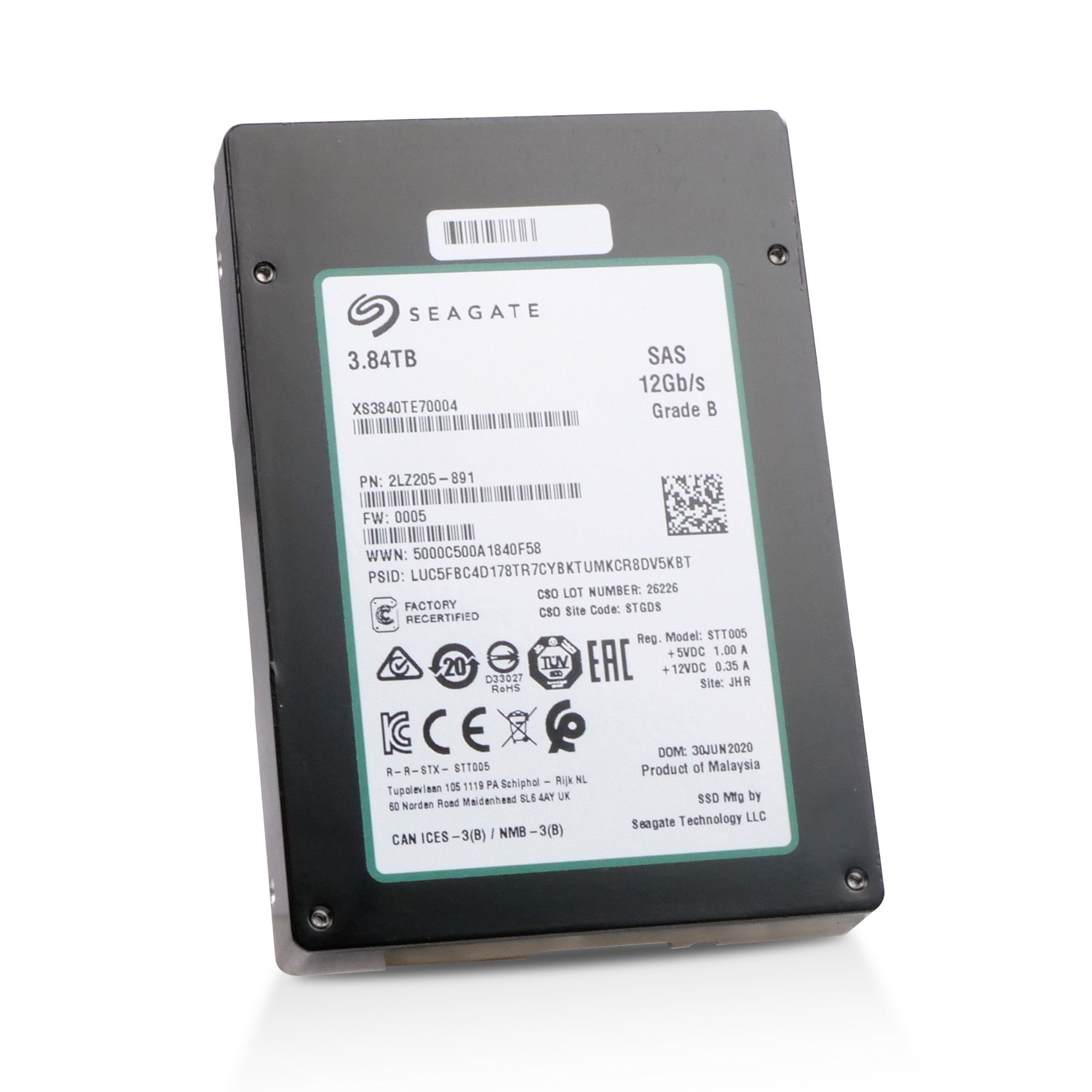 Seagate Nytro 3131 XS3840TE70004 3.84TB 0.8 DWPD SAS Dual 12Gb/s 3D eTLC 2.5in Recertified SSD