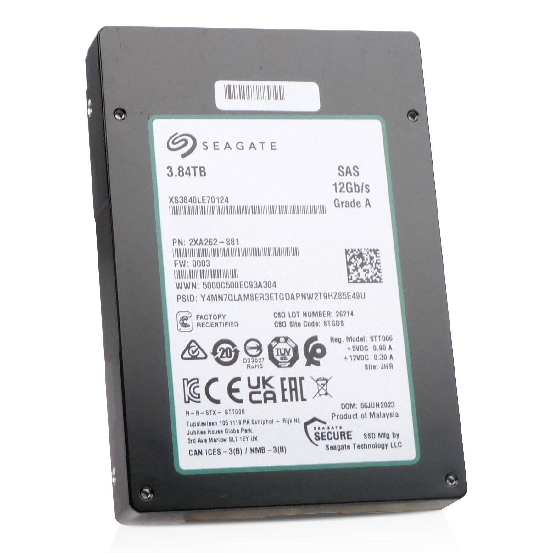 Seagate Nytro 2532 XS3840LE70124 3.84TB 3 DWPD SAS 12Gb/s 3D eTLC 2.5in Recertified SSD
