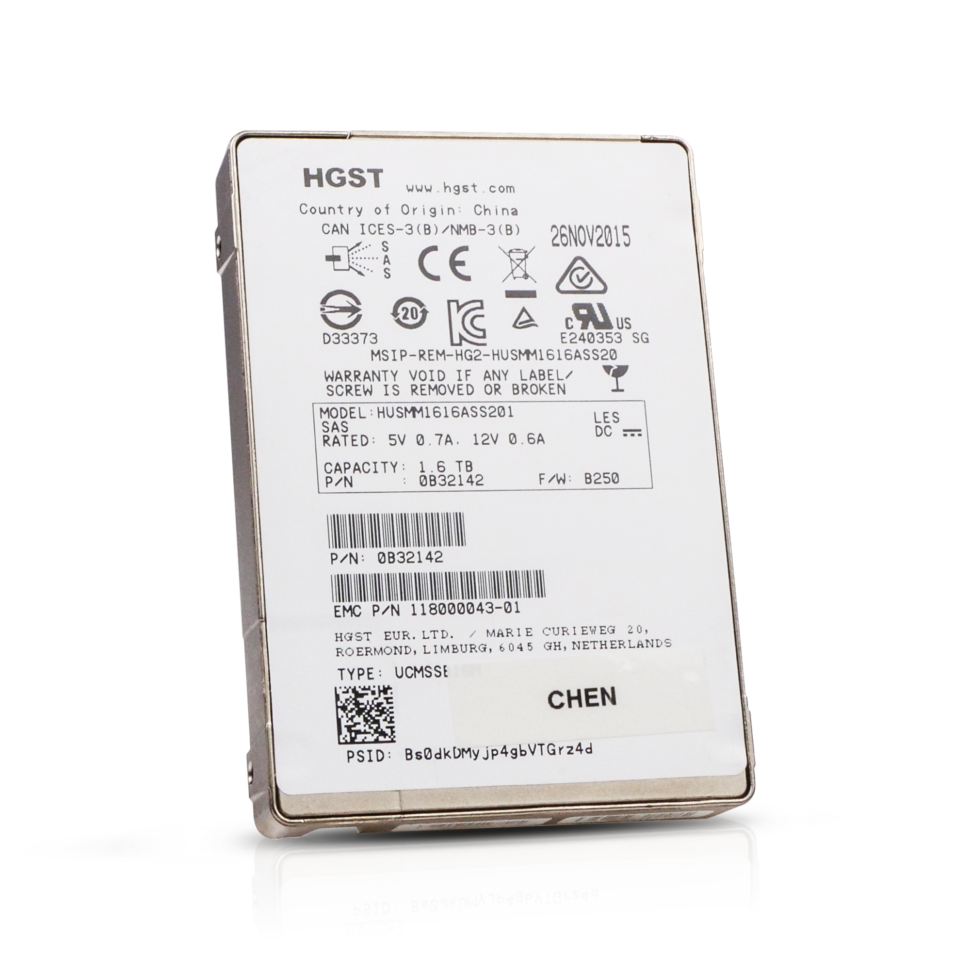 HGST HUSMM1616ASS201 1.6TB SAS 12Gb/s 2.5in Refurbished SSD