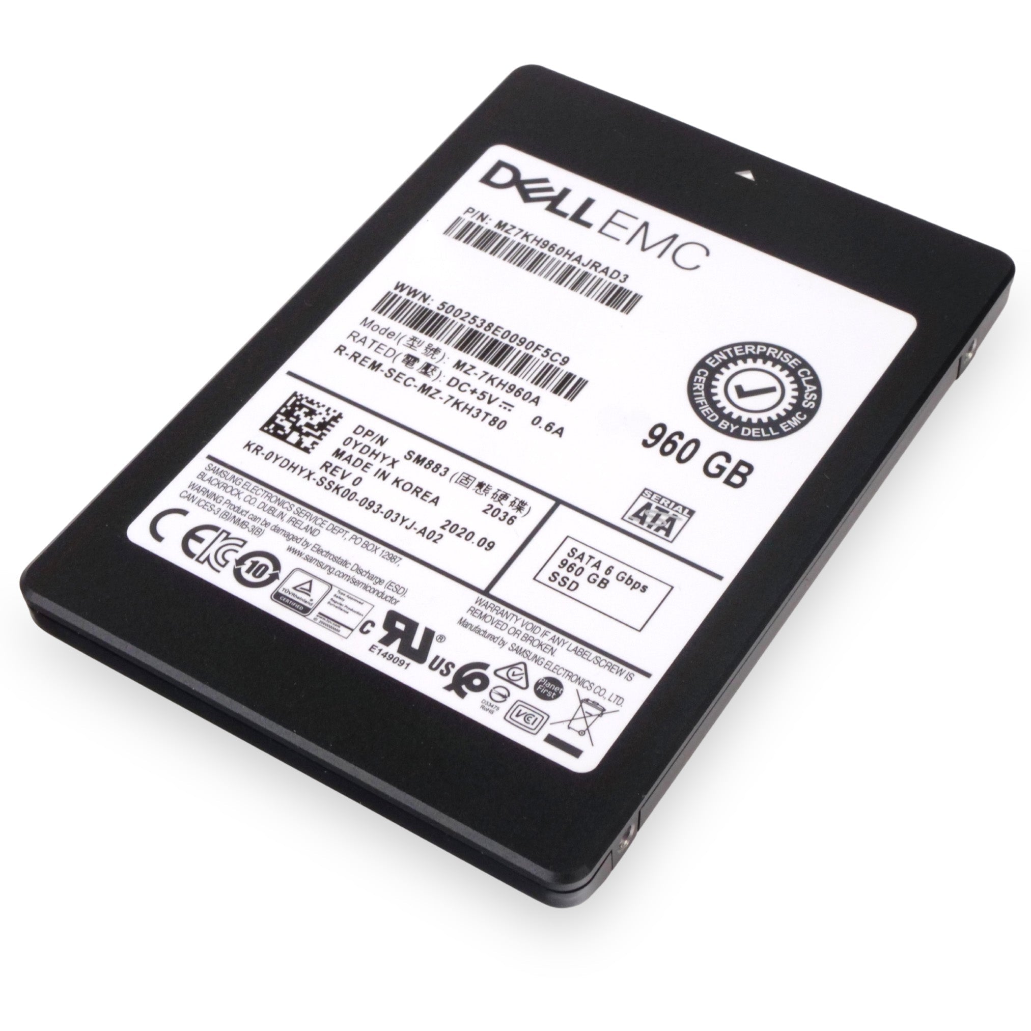 Dell/Samsung SM883 MZ7KH960HAJRAD3 960GB 3 DWPD SATA 6Gb/s MLC Mixed-Used 2.5in Refurbished SSD