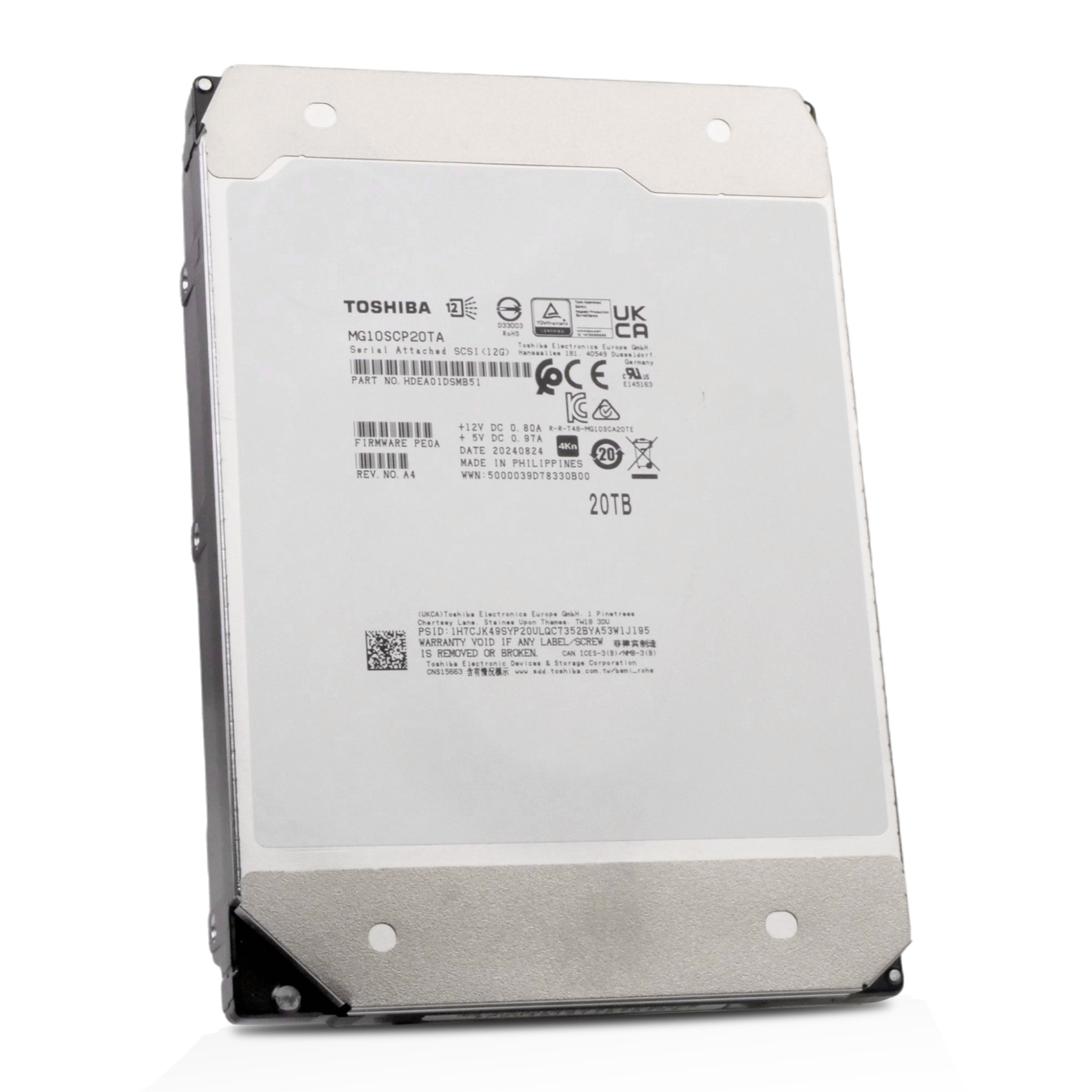 Toshiba MG10 MG10SCP20TA 20TB 7.2K RPM SAS 12Gb/s 4Kn 512MB 3.5in HDD