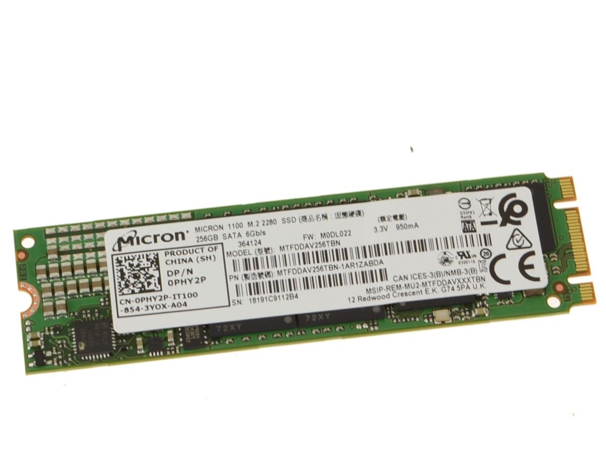 Dell XPS (9343)-Latitude E7350 E7470 E5270 256GB SSD Hard Drive Micron Tech M.2 2280 Card – PHY2P