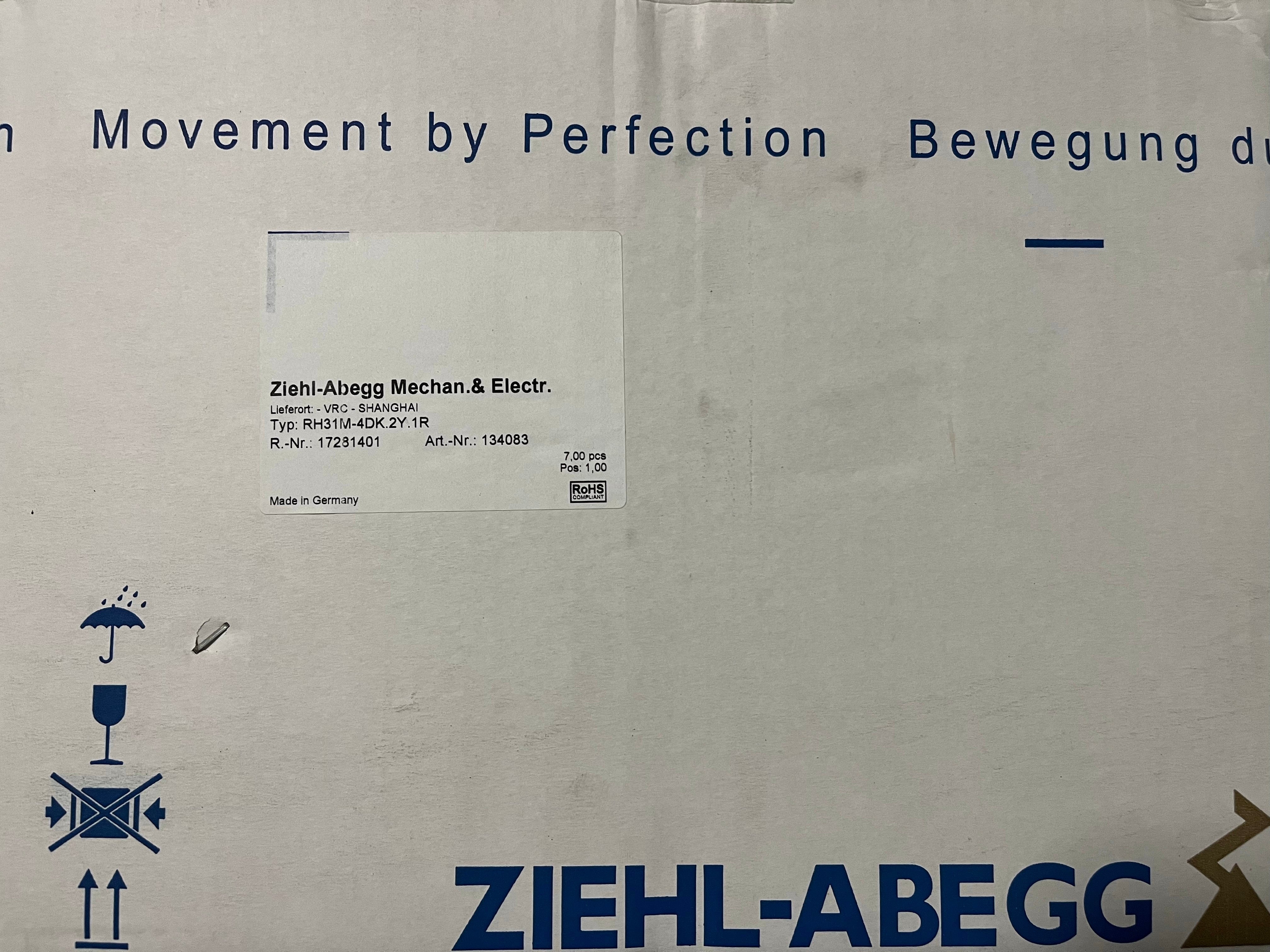 Brand new RH31M-4DK.2Y.1R ZIEHL-ABEGG centrifugal fan 3-400V 50HZ