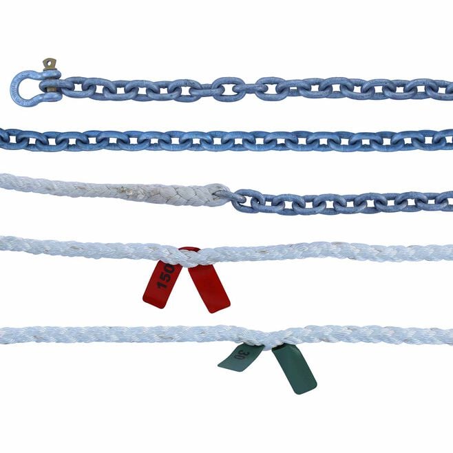 Titan Chain CAR8P12200H1450 Eight Strand Anchor Rode, 1/2" x 200' Line, 1/4" x 50' Chain