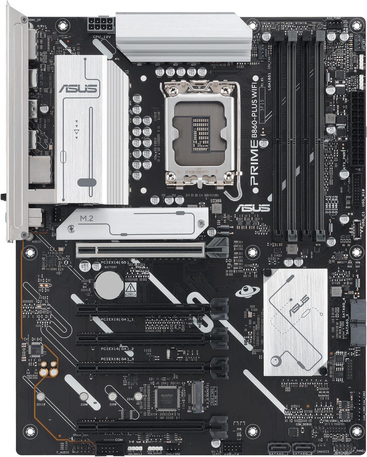 Asus Prime B860-Plus WiFi B860 Socket LGA 1851 Intel Core Ultra Series 2 Ready, Advanced AI PC-ready, 8+1+1+1 stages, DDR5, PCIe 5.0, HDMI, USB 20Gbps Type-C, 2 x M.2, WiFi 6E, 2.5Gb LAN ATX Desktop Motherboard