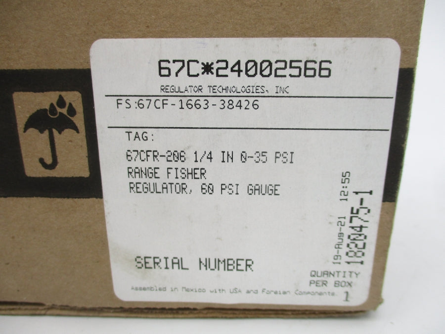 FISHER 67CF-1663-38426 67CFR-206 0-35PSI 1/4" NSMP