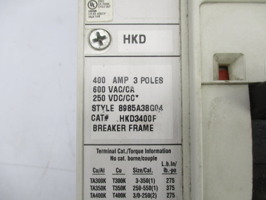 EATON HKD3400 KT3400T 600VAC 400A (AS PICTURED) UNMP