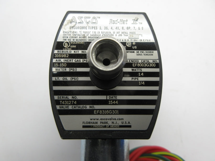 ASCO EF8316G301 24VDC 15-150PSI 1/4" NSNP