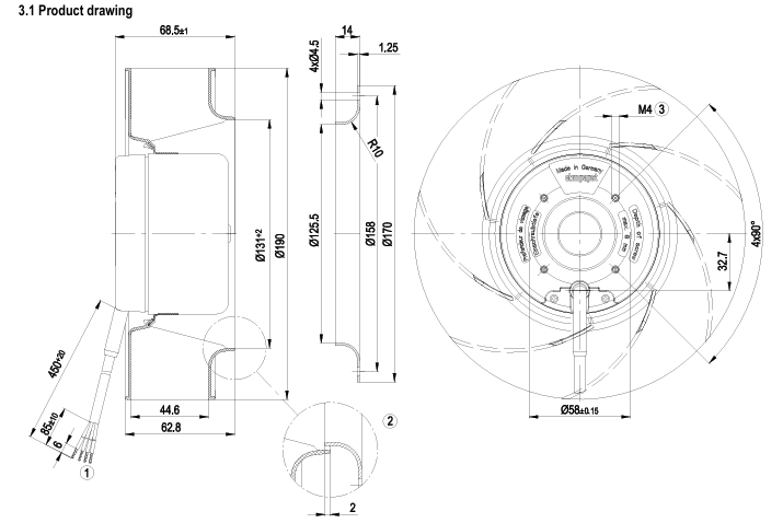 R1G190-AC37-52 ebm papst FAN IMP MTRZD 190X68.5MM 24VDC