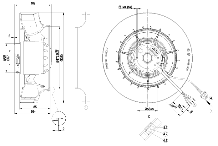 ebmpapst R2D250-RA28-17 Centrifugal FAN 400V 0.32A 200W