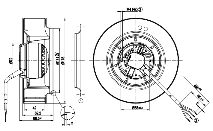 R2E175-AR70-05 ebm papst centrifugal fan