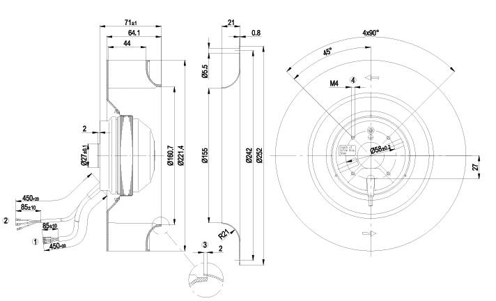 R2E220-AA40-71 EBMpapst MOTORIZED IMPELLER