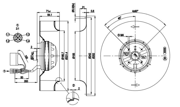 R2E220-AA40-A8 Ebm-Papst 230VAC, Centrifugal Fan