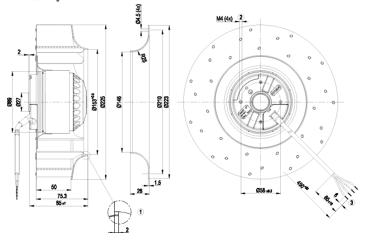R2E225-AX52-05 EBMpapst MOTORIZED IMPELLER